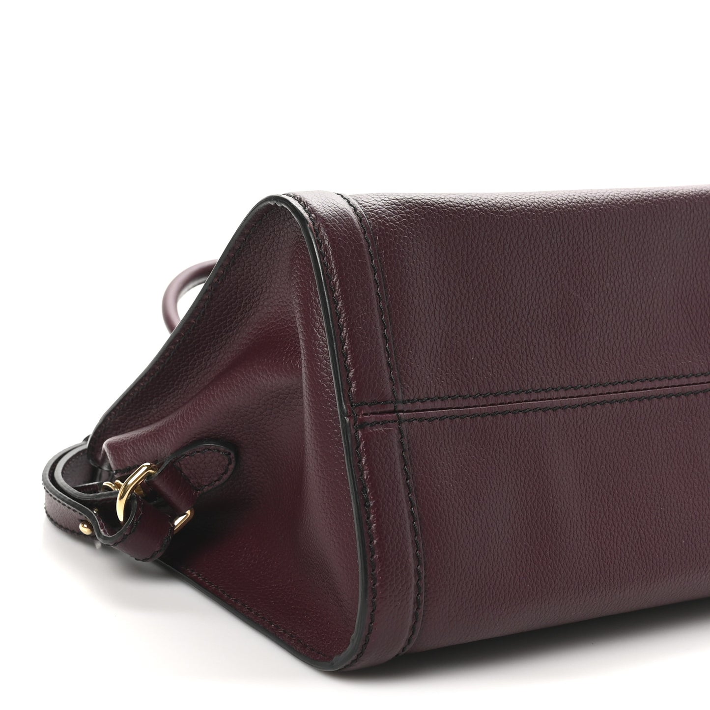 Pebbled Calfskin Small Skull Padlock Zip Around Tote Burgundy