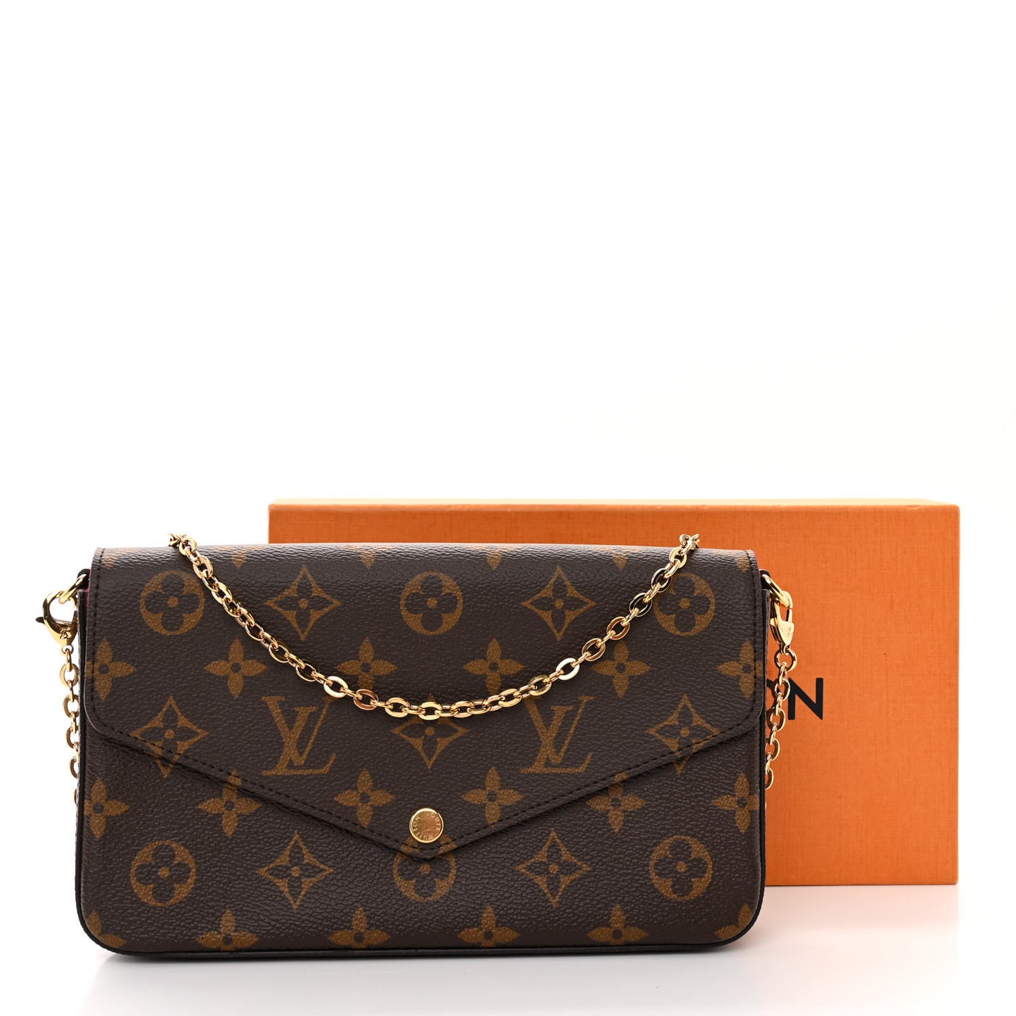 Monogram Pochette Felicie Chain Wallet Fuchsia