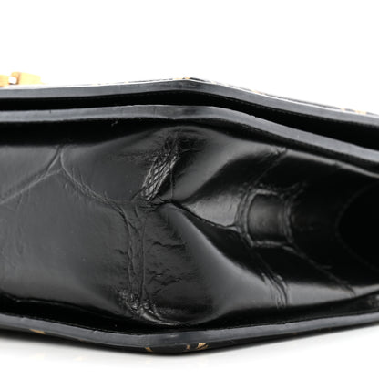 Chanel Calfskin Crocodile Embossed Graffiti Cocodile Medium Boy Flap Black 10 of 15