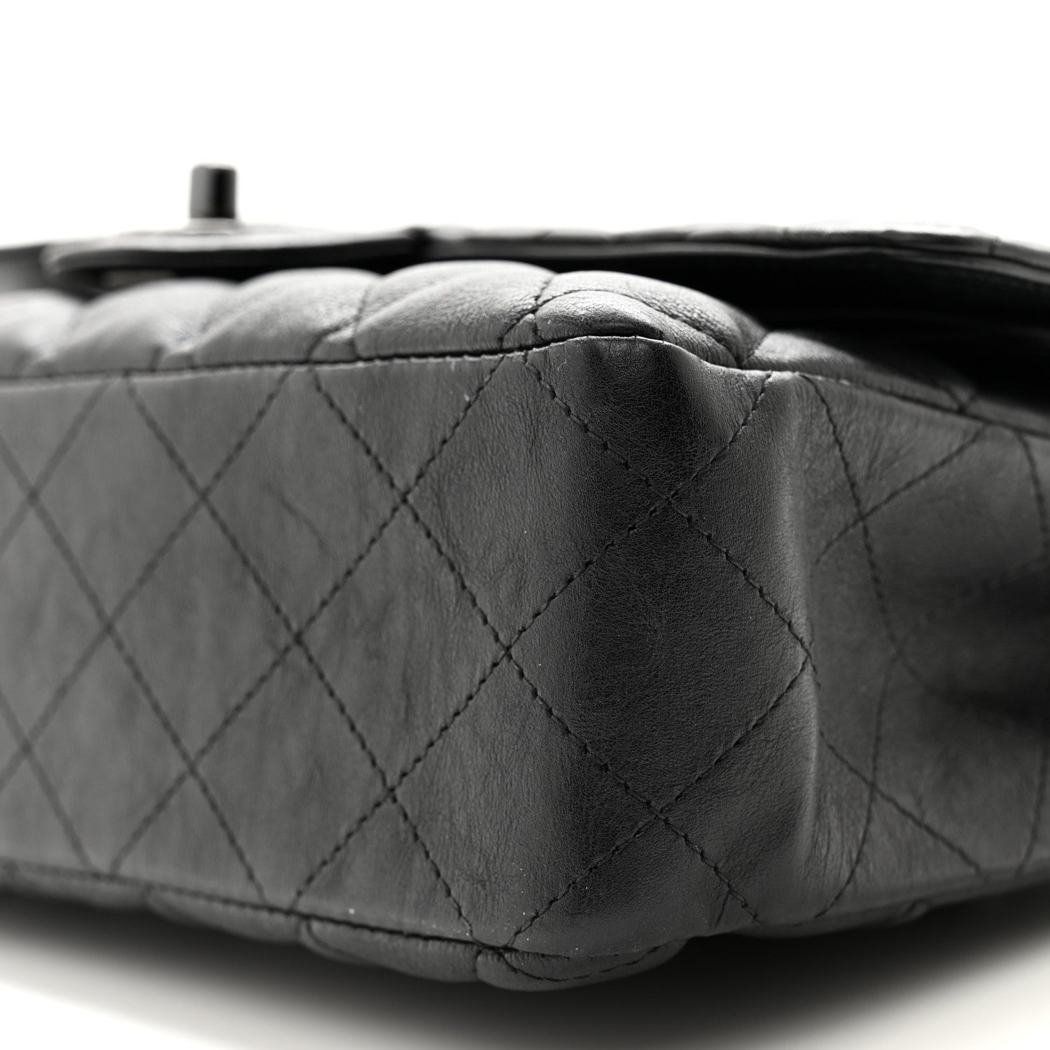 Chanel Crumpled Calfskin Quilted Medium Double Flap So Black 10 of 16