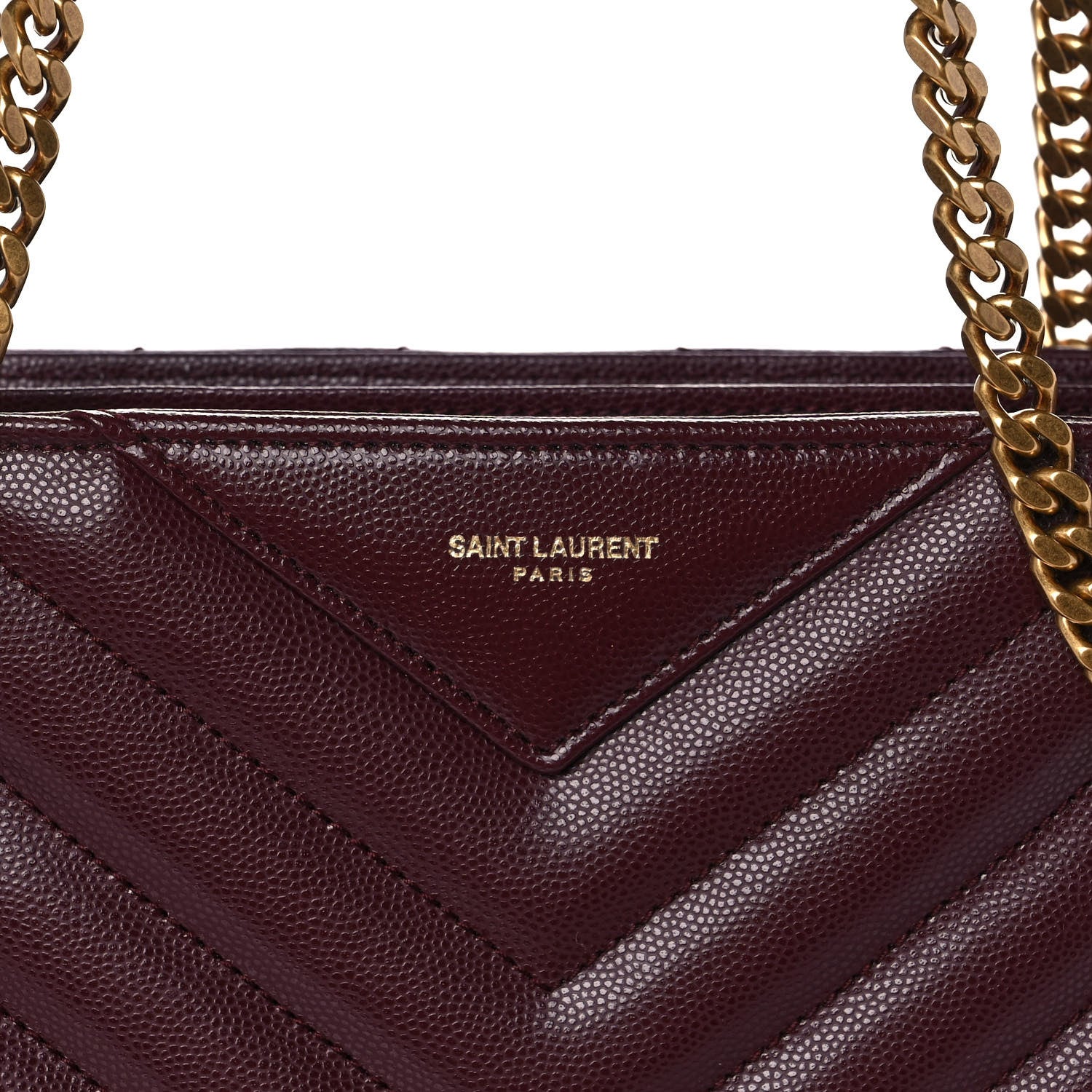 Saint Laurent Grain de Poudre Matelasse Chevron Small Tribeca Shopping Bag Rouge Legoin 8 of 12