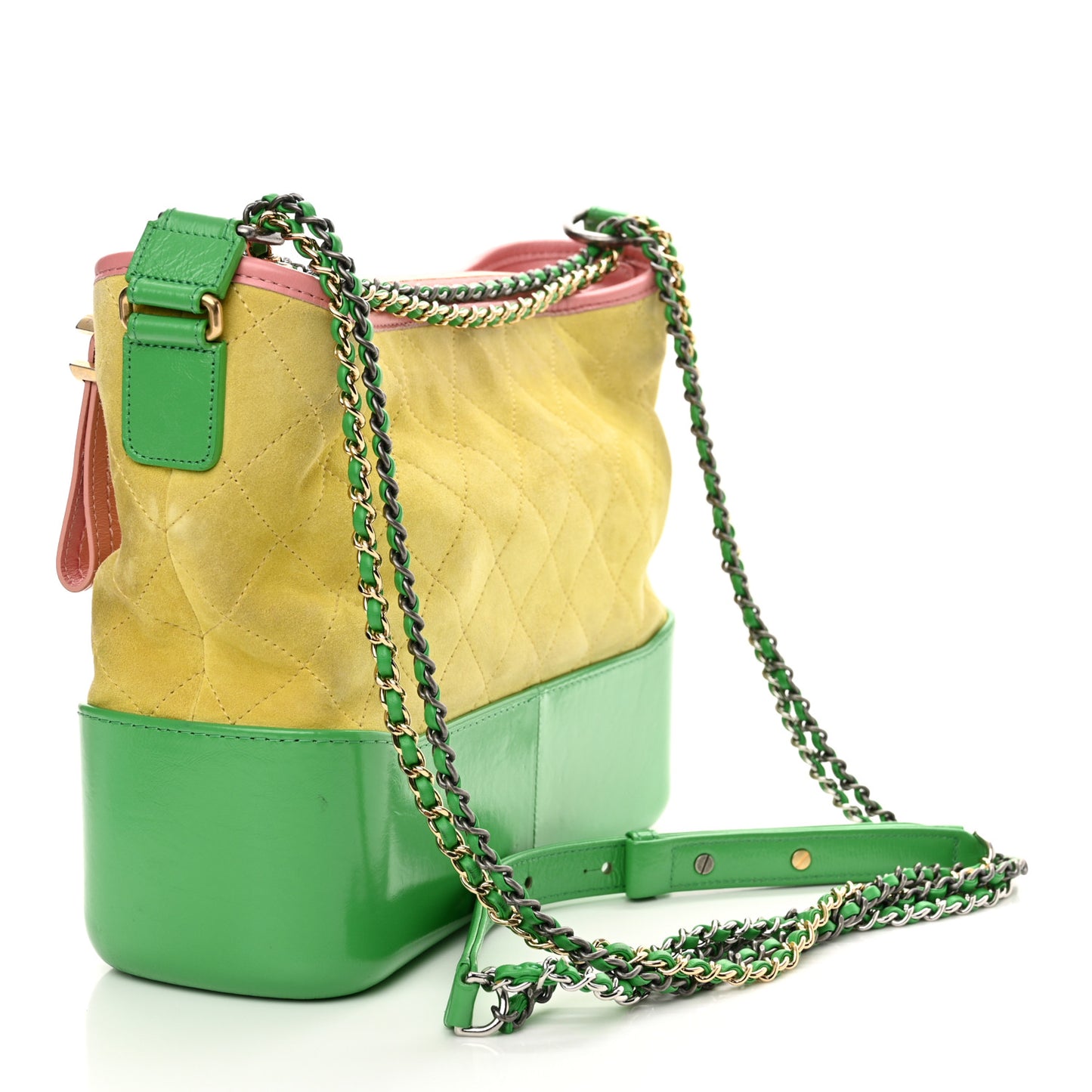 Suede Calfskin Quilted Medium Gabrielle Hobo Pink Green Yellow