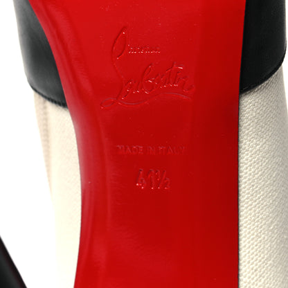 Christian Louboutin Canvas Calfskin So Summer 100 Ankle Booties 41.5 White Black 6 of 8