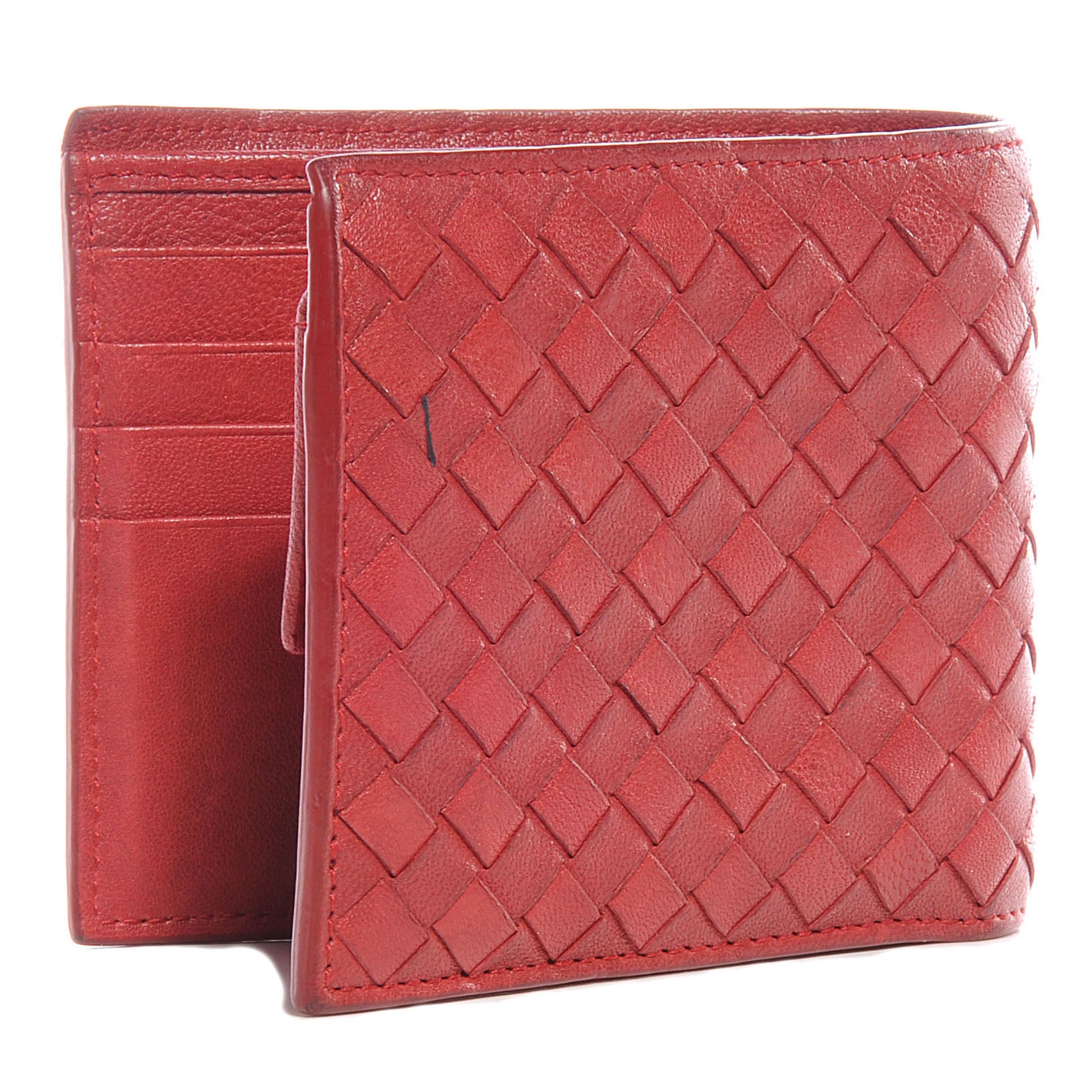 Bottega Veneta Nappa Intrecciato Mens Wallet Red 3 of 9