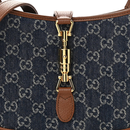 Gucci New Denim GG Monogram Calfskin Small Jackie 1961 Hobo Blue Tea Cuir 8 of 10