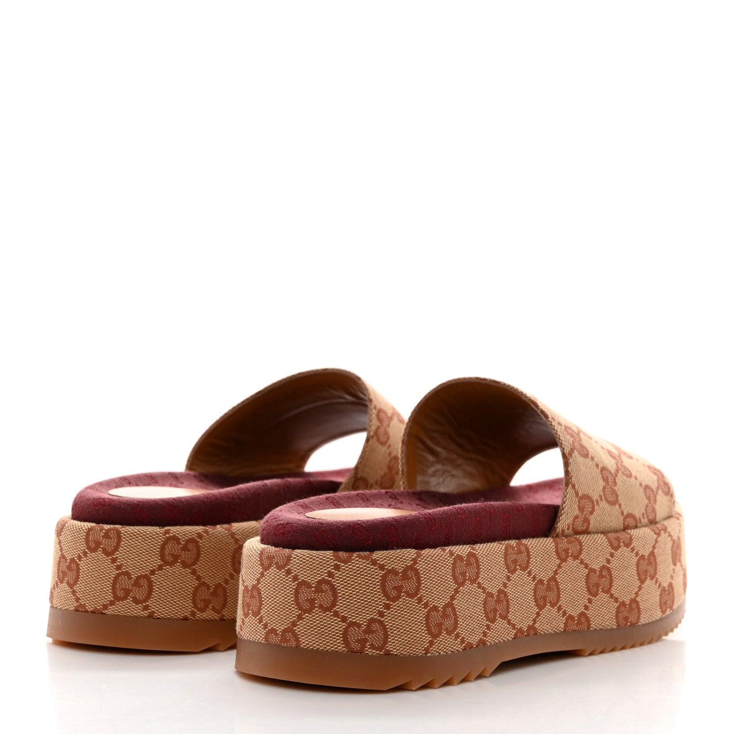 Gucci Canvas GG Monogram Angelina Platform Slide Sandals 36.5 Beige Ruggine 4 of 8
