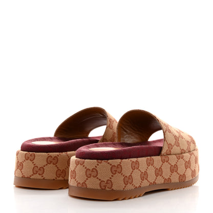 Gucci Canvas GG Monogram Angelina Platform Slide Sandals 36.5 Beige Ruggine 4 of 8