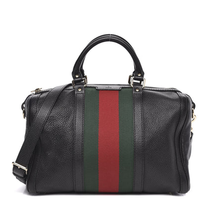 Gucci Calfskin Vintage Web Medium Boston Black 1 of 13
