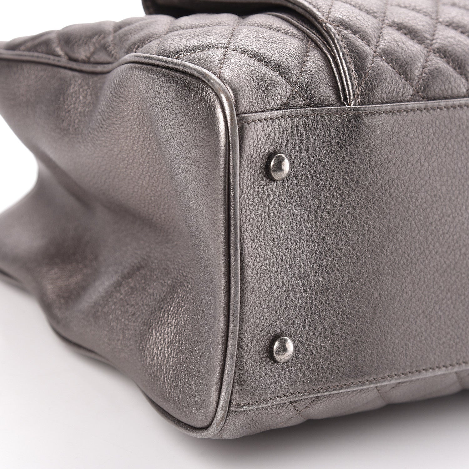 Chanel Metallic Grained Calfskin Quilted Large Casual Pocket Tote Silver 7 of 18