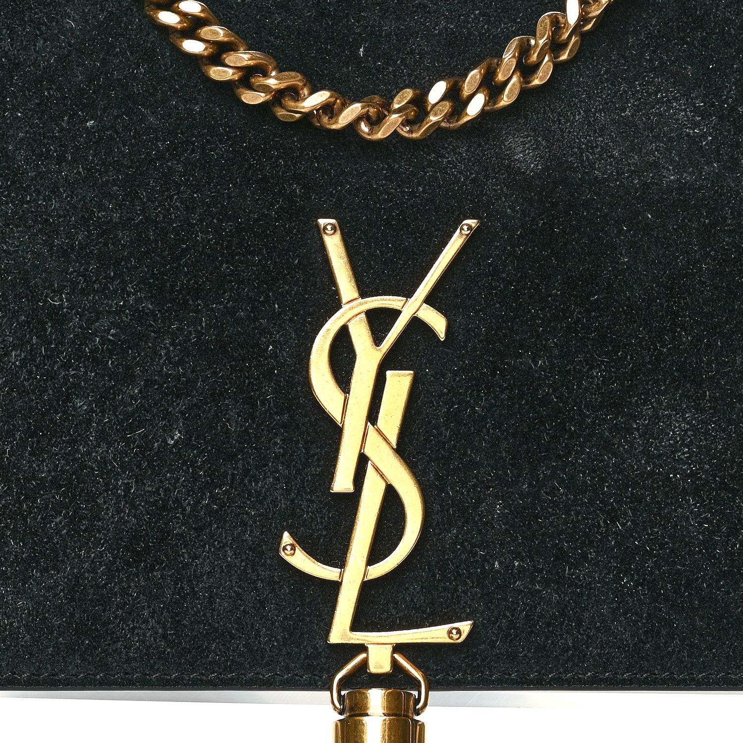 Saint Laurent Suede Monogram Tassel Kate 99 Baguette Bag Black 7 of 12