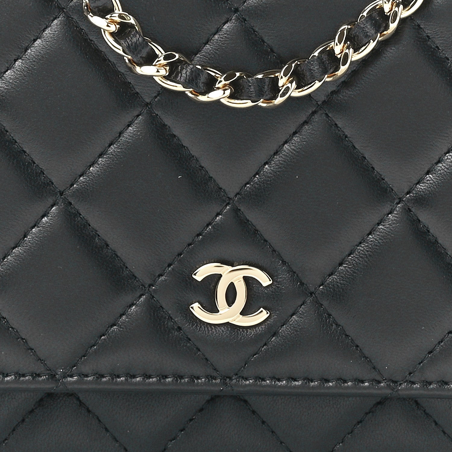Chanel Lambskin Quilted Wallet On Chain WOC Black 9 of 12