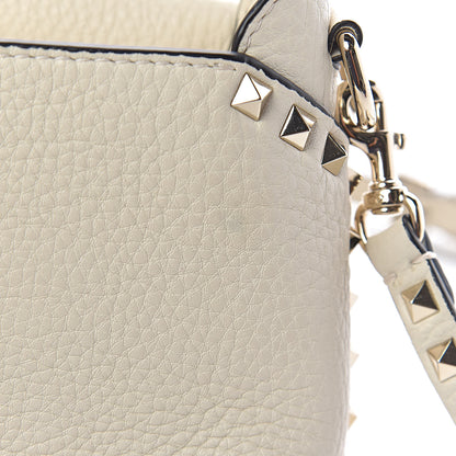 Valentino Garavani Pebbled Calfskin Rockstud Single Handle Flap Bag Light Ivory 8 of 15