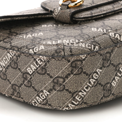 Gucci X BALENCIAGA GG Supreme Monogram Web Logo Print Mini Horsebit 1955 Shoulder Bag Beige Ebony 5 of 11