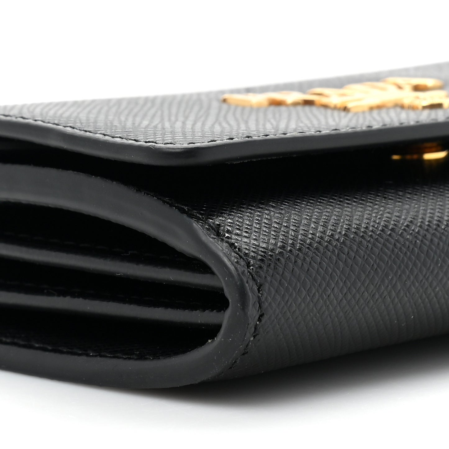 Saffiano Foldover Card Holder Wallet Black
