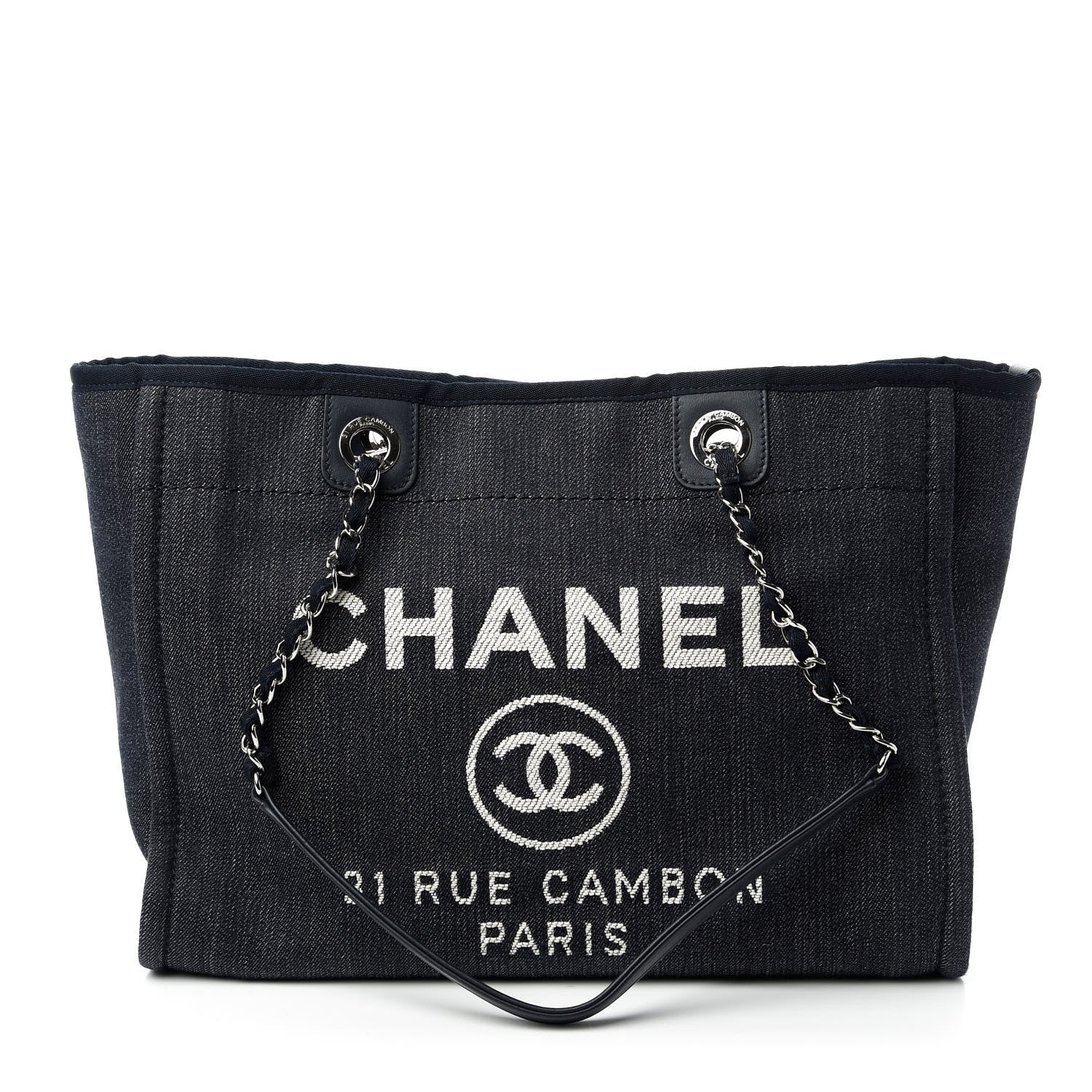 Chanel Denim Small Deauville Tote Dark Blue 1 of 10
