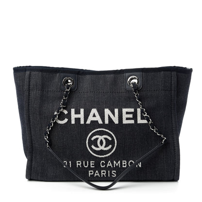 Chanel Denim Small Deauville Tote Dark Blue 1 of 10