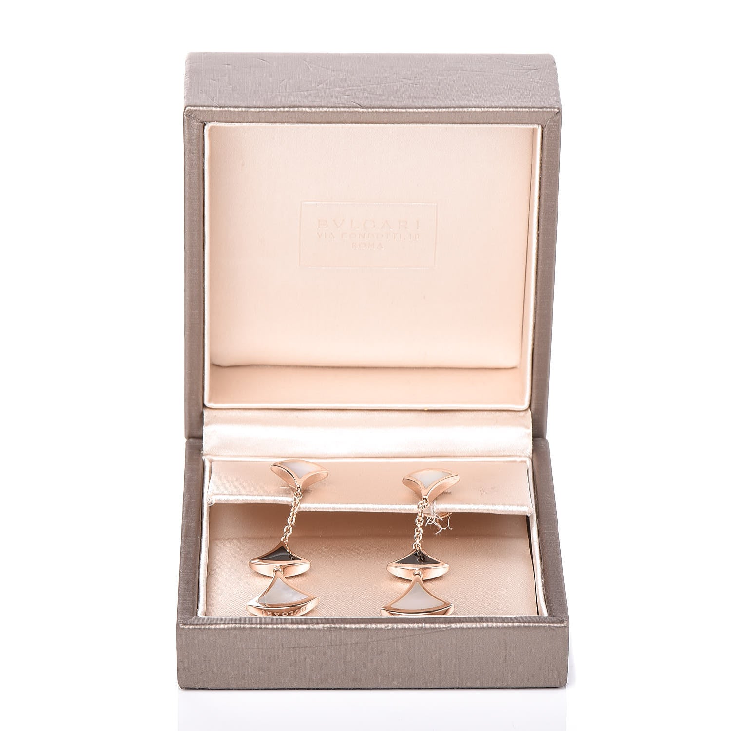 Bulgari 18K Rose Gold Black Onyx Mother of Pearl Divas' Dream Drop Earrings 7 of 7