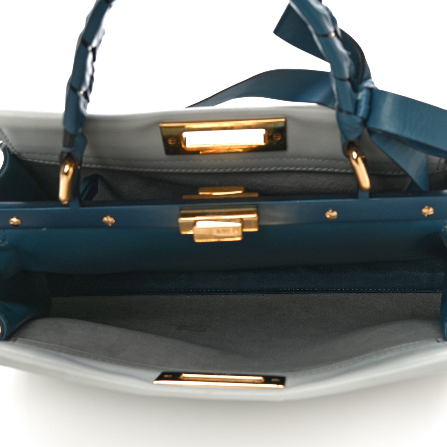 Fendi Vitello Seta Ribbon Medium Peekaboo Iconic Satchel Opale 6 of 11