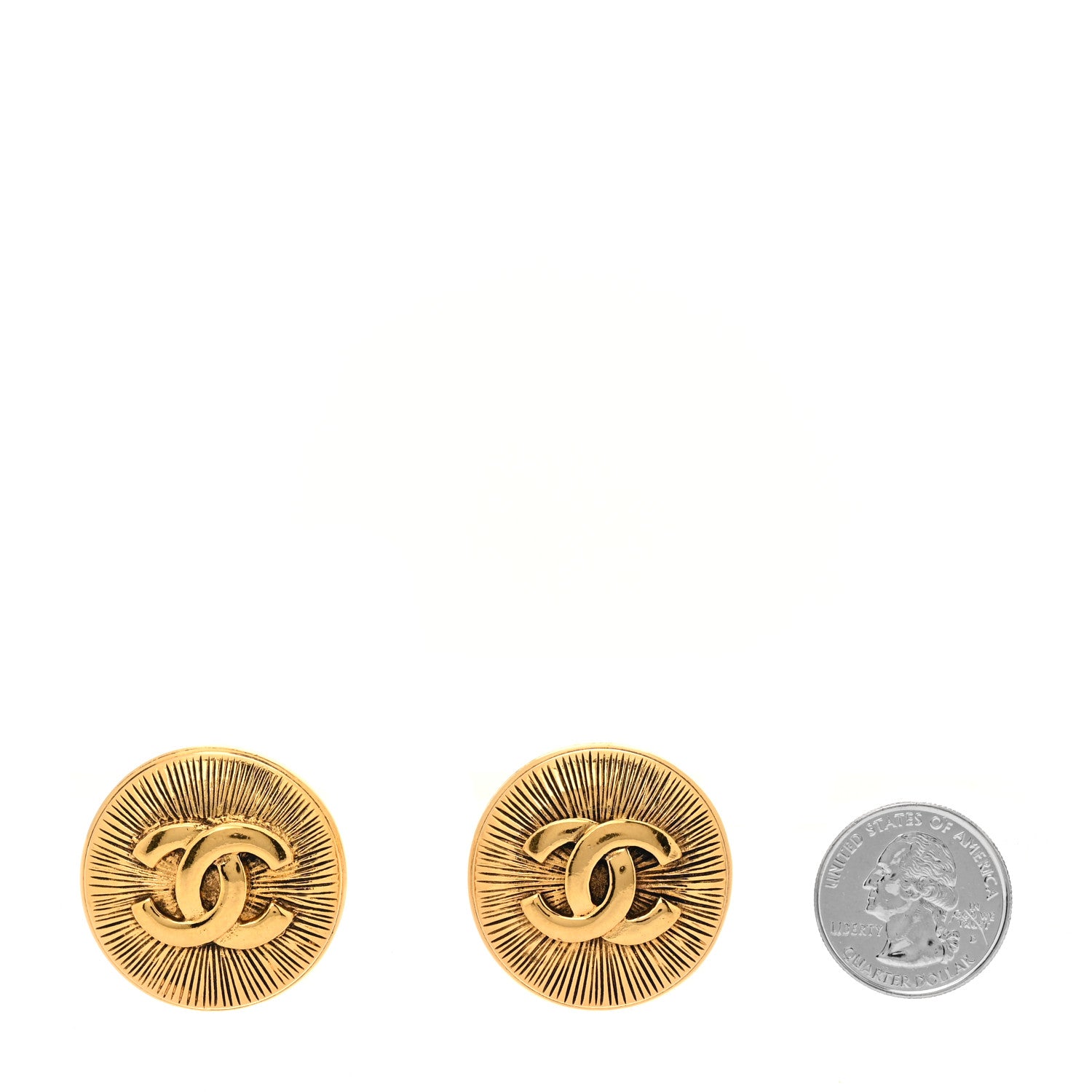 Chanel CC Button Clip On Earrings Gold 2 of 5