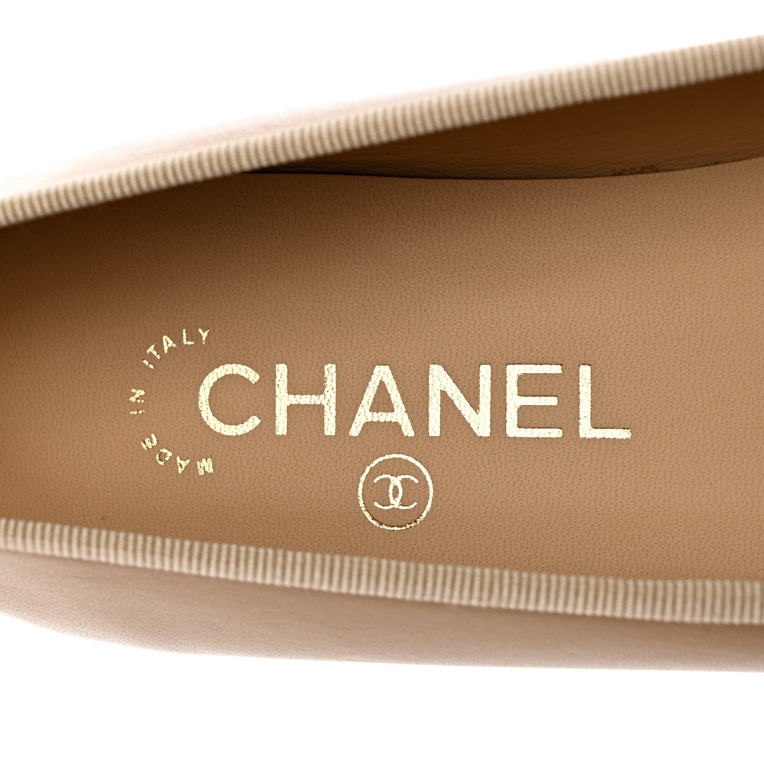 Chanel Lambskin Cap Toe CC Ballerina Flats 39 Beige Black 7 of 9