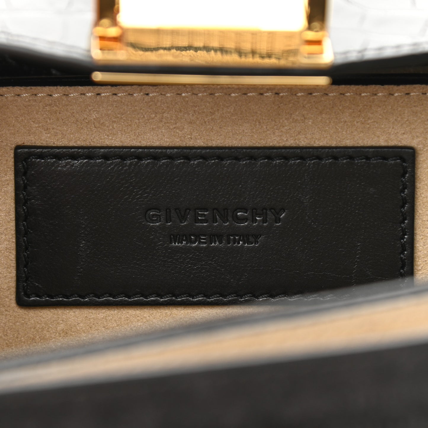 Calfskin Crocodile Embossed Suede Small GV3 Shoulder Bag Black