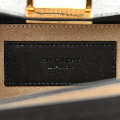 Givenchy Calfskin Crocodile Embossed Suede Small GV3 Shoulder Bag Black 6 of 9