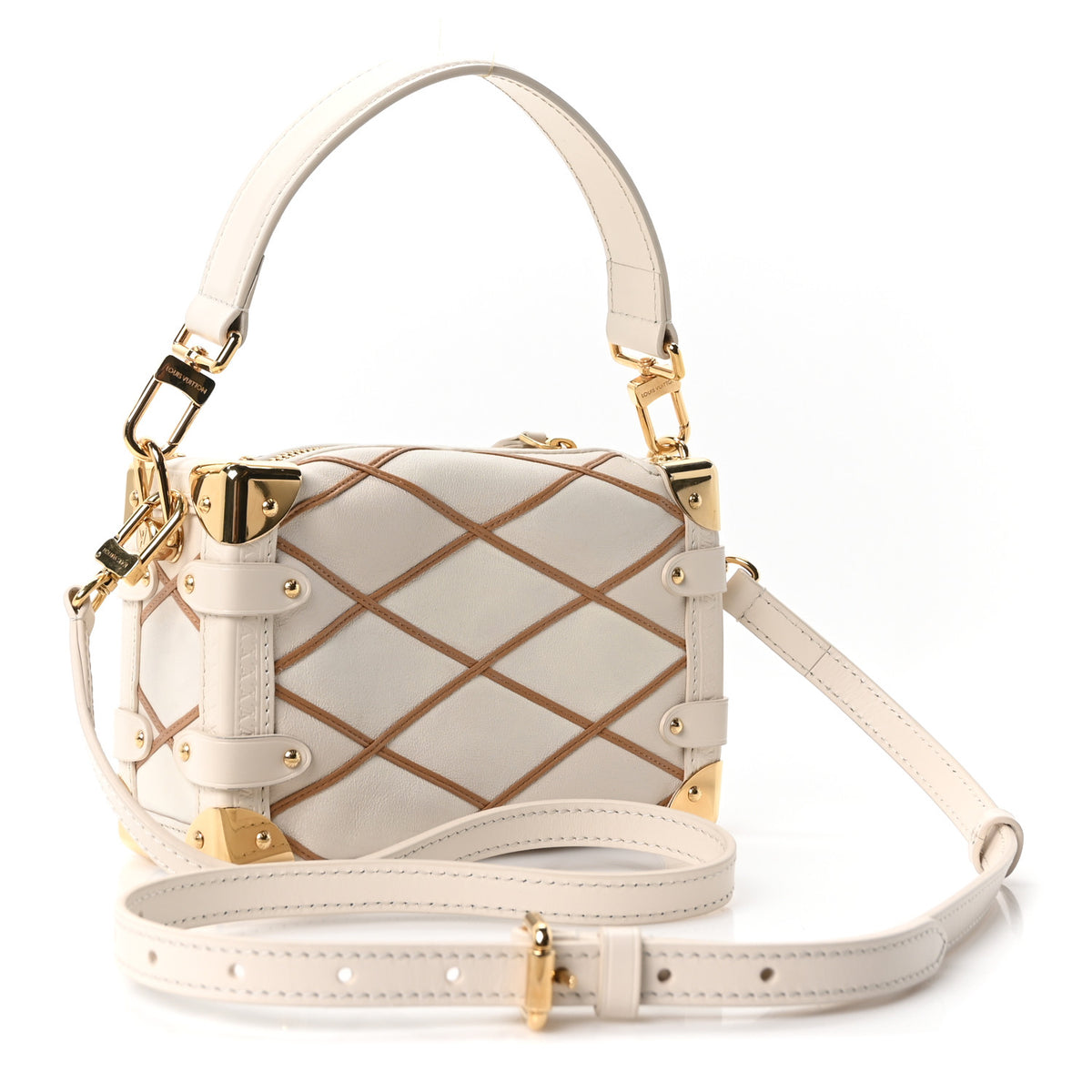 Louis Vuitton Lambskin Malletage Side Trunk PM Creme Noisette 3 of 9