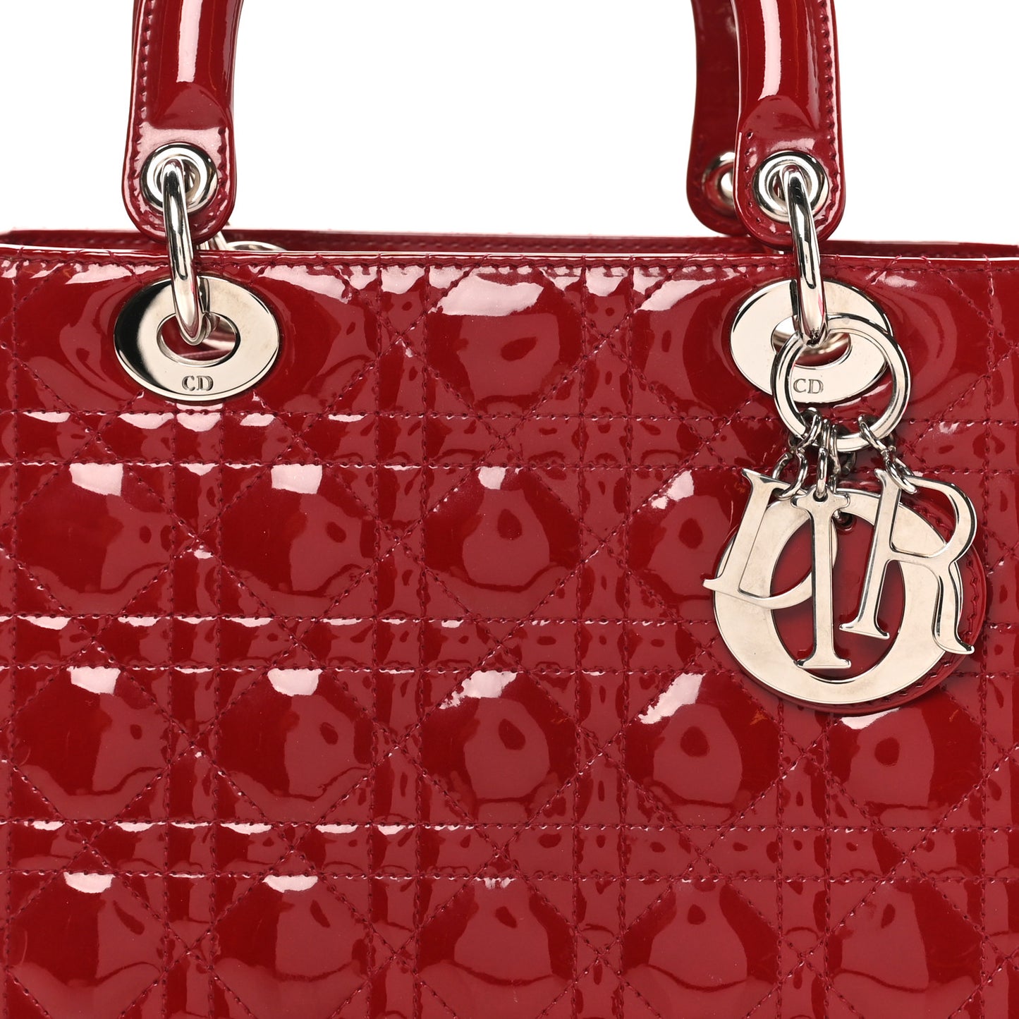 Patent Cannage Medium Lady Dior Red