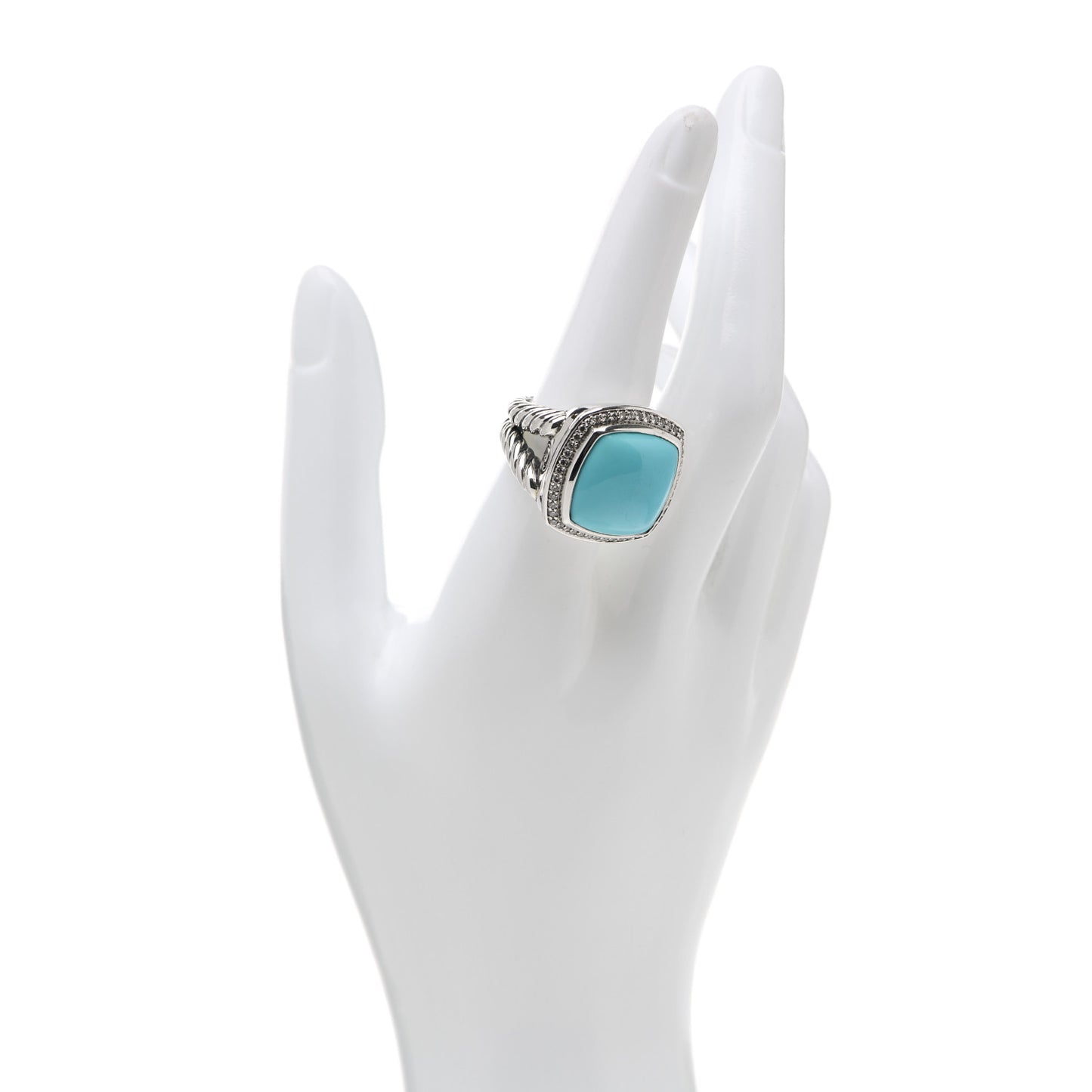 Sterling Silver Diamond Reconstituted Turquoise 17mm Albion Ring 57 8