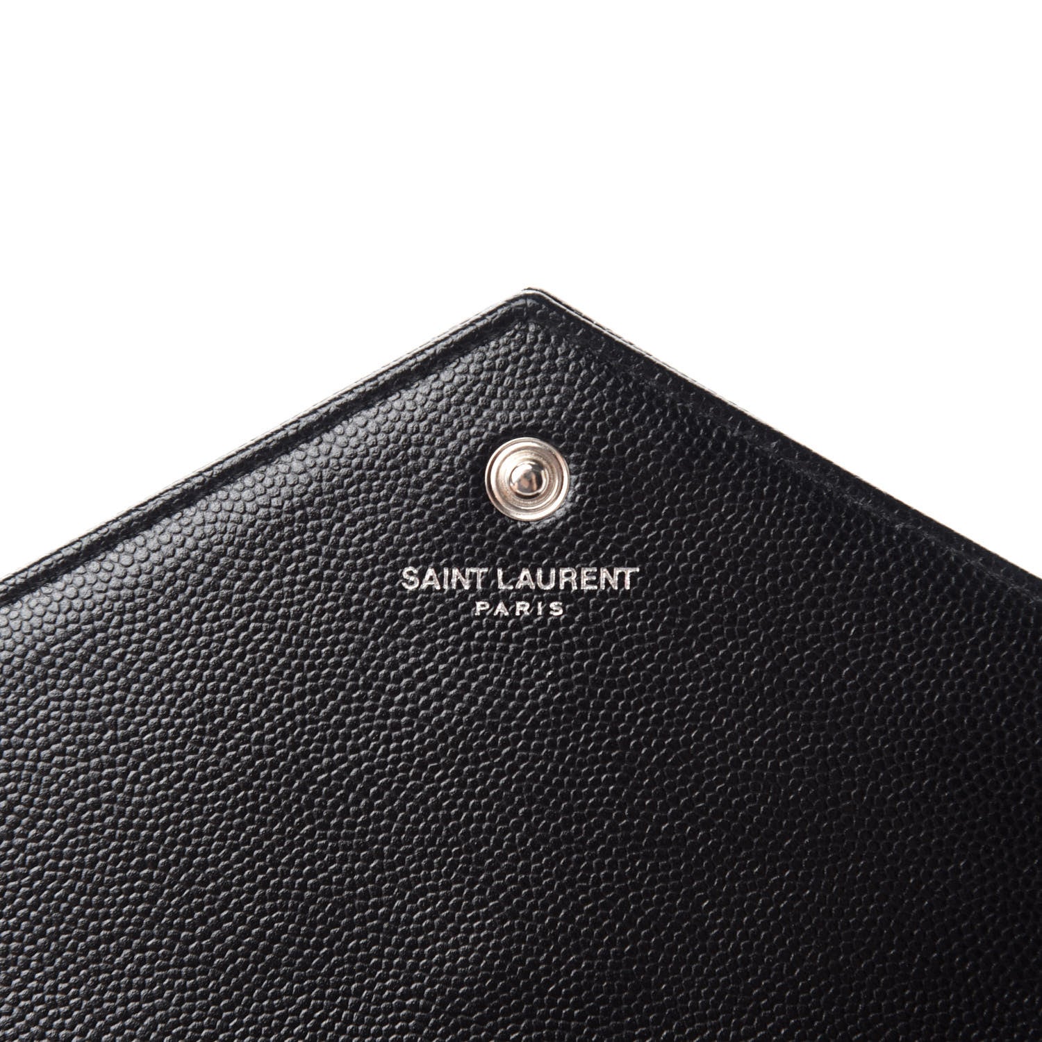 Saint Laurent Grain De Poudre Matelasse Chevron Monogram Chain Wallet Black 9 of 13