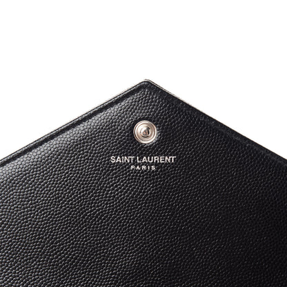 Saint Laurent Grain De Poudre Matelasse Chevron Monogram Chain Wallet Black 9 of 13