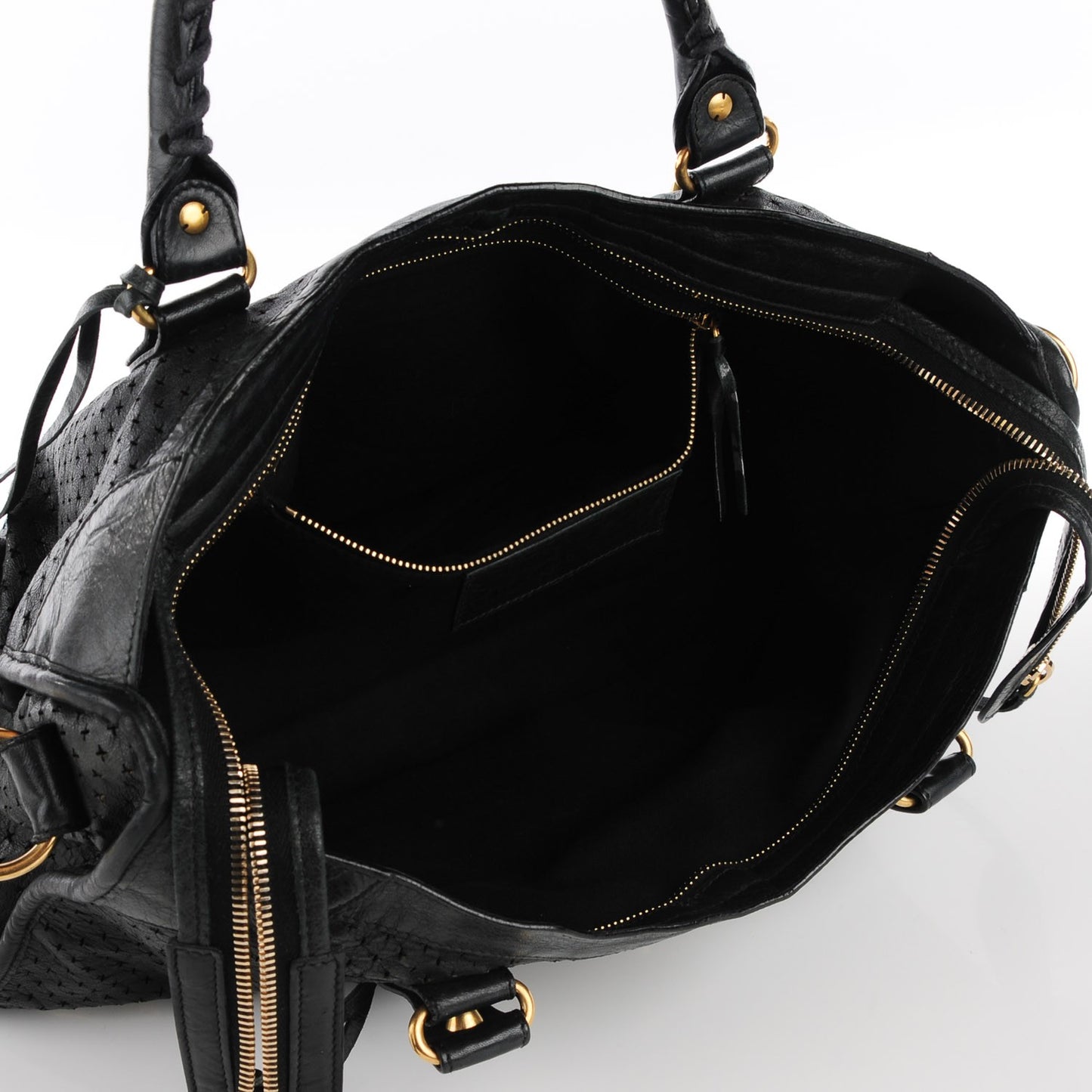 Agneau Laser Cut Cross Classic Gold Hardware City Black