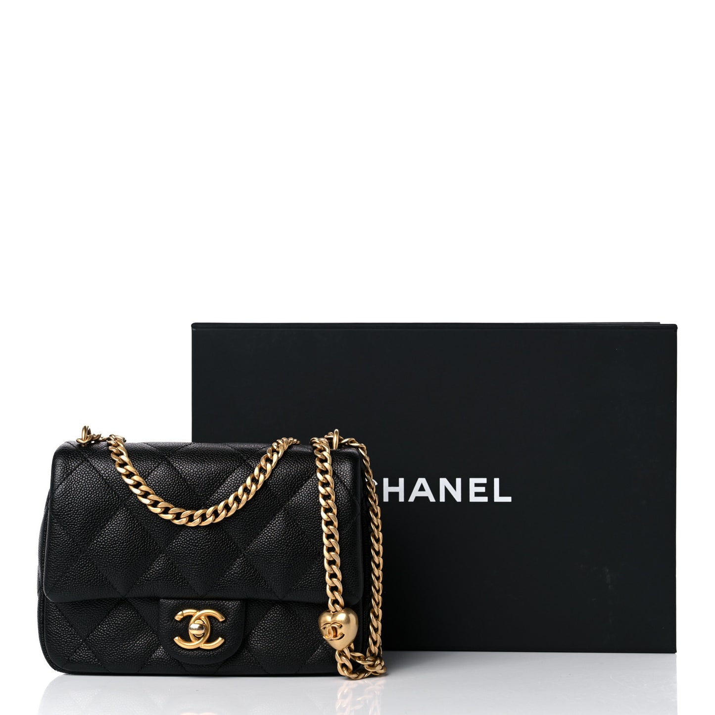 Caviar Quilted Mini Sweetheart Flap Black