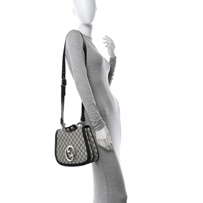 Gucci GG Supreme Monogram Textured Dollar Calfskin Web Medium Blondie Top Handle Shoulder Flap Bag Beige Blue 2 of 10