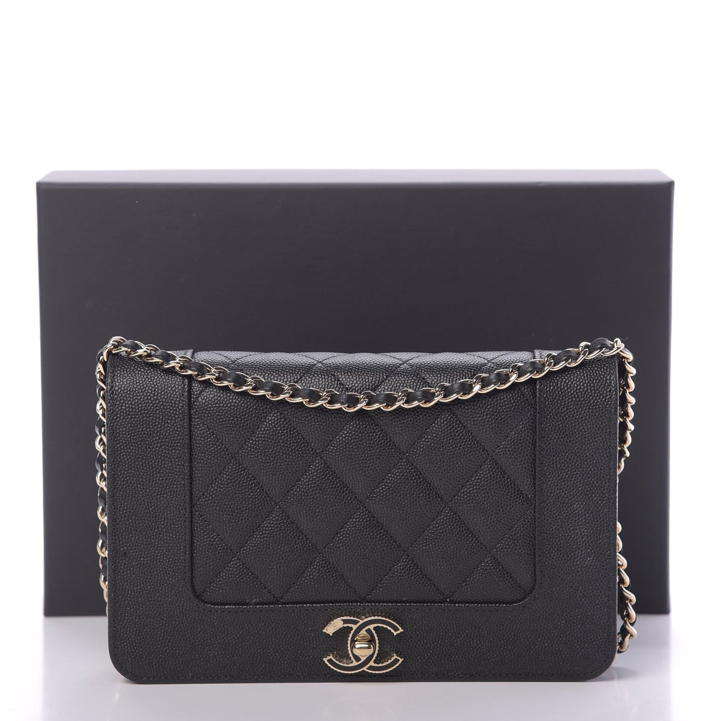 Caviar Quilted Vintage Mademoiselle Wallet On Chain WOC Black