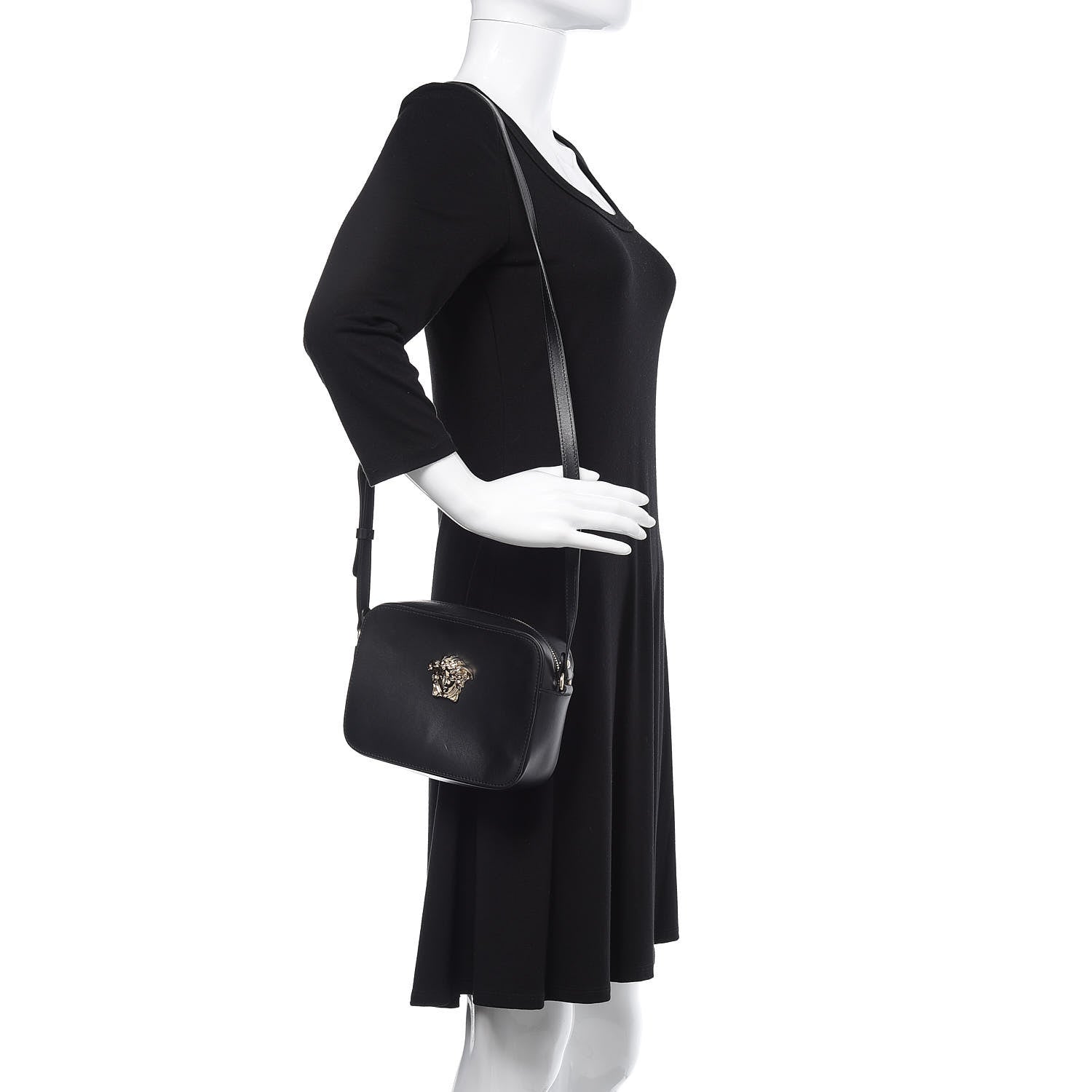 Versace Calfskin Palazzo Camera Bag Black 2 of 11