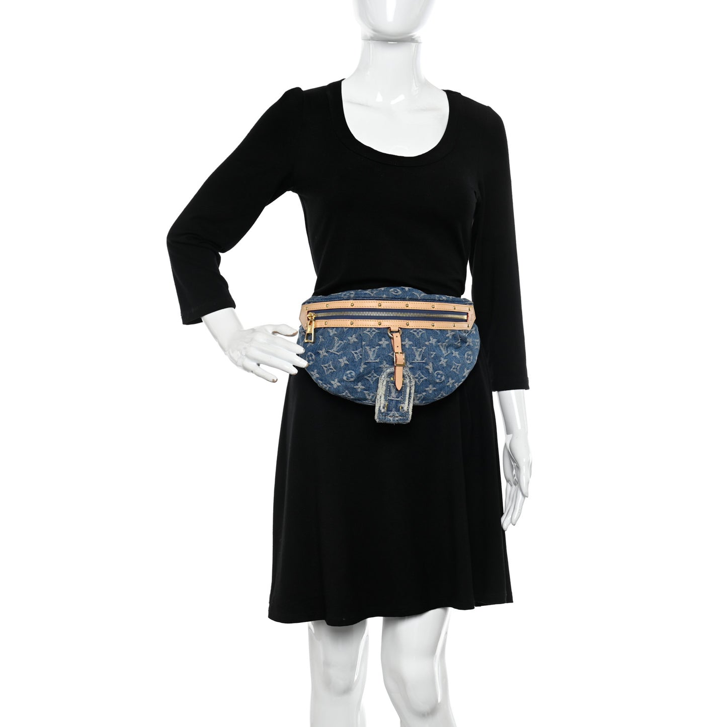 Monogram Denim High Rise Bumbag Blue
