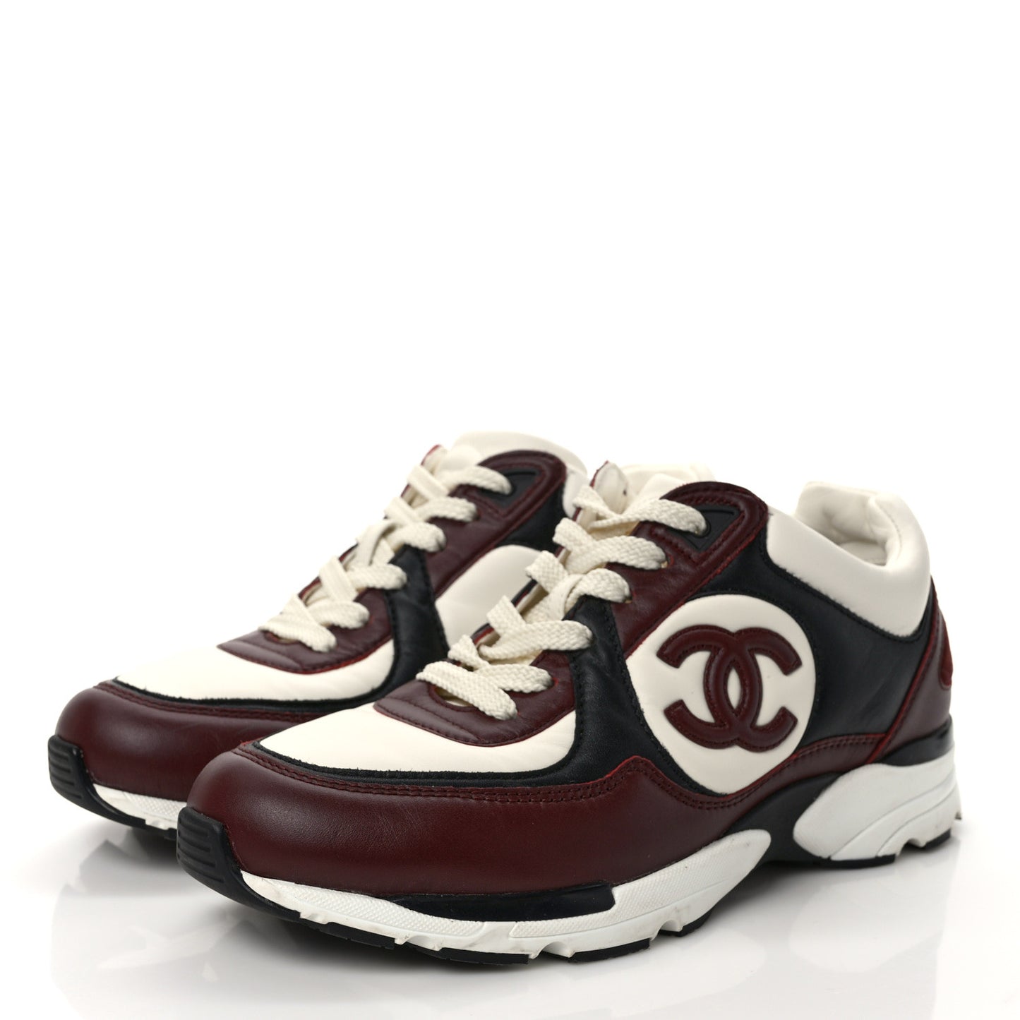 Calfskin CC Sneakers 37 Burgundy White