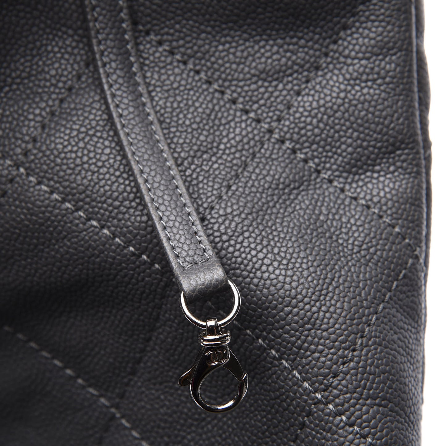 Caviar Quilted Shopping Tote Grey