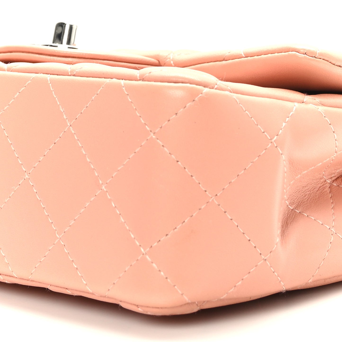 Lambskin Quilted Mini Rectangular Flap Light Pink