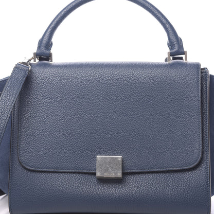 Celine Drummed Calfskin Suede Small Trapeze Ocean Blue 10 of 12
