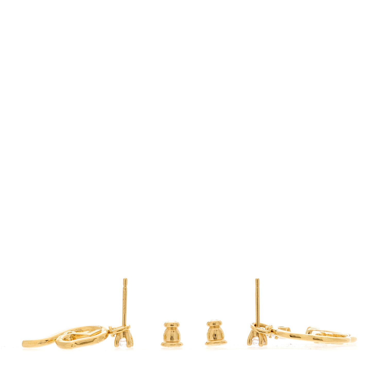 Metal Crystal Earrings Gold