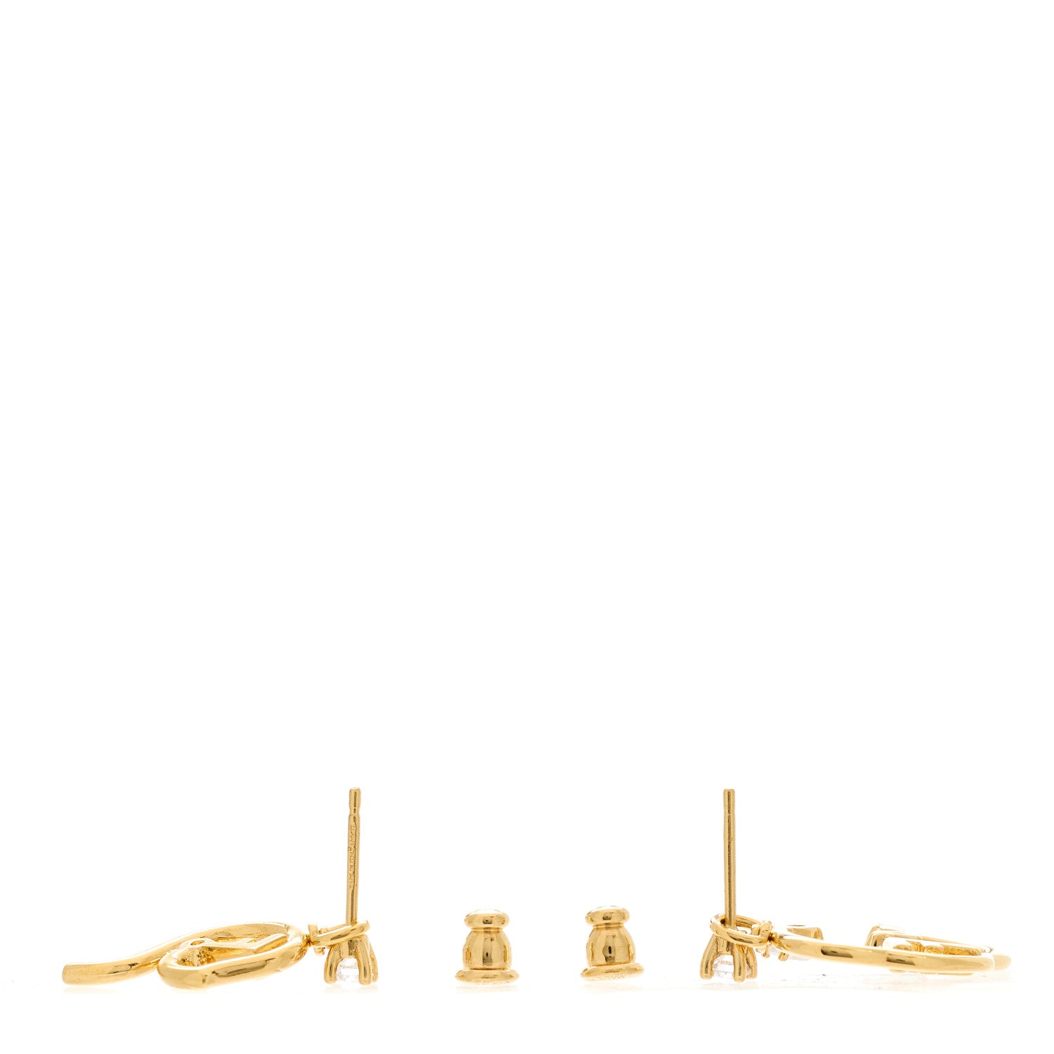 Fendi Metal Crystal Earrings Gold 3 of 4