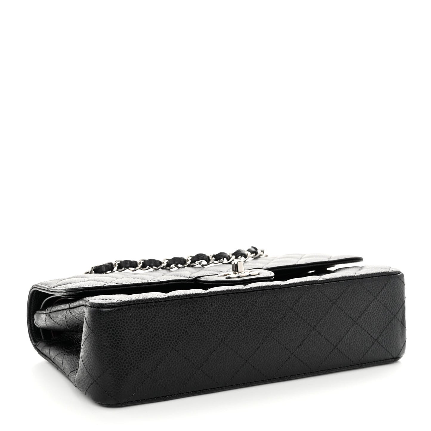 Caviar Quilted Medium Double Flap Black