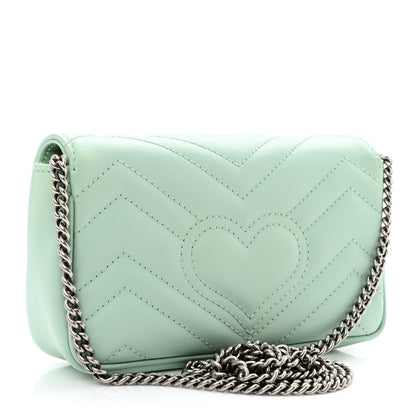 Gucci Calfskin Matelasse Super Mini GG Marmont Shoulder Bag Water Green 3 of 10