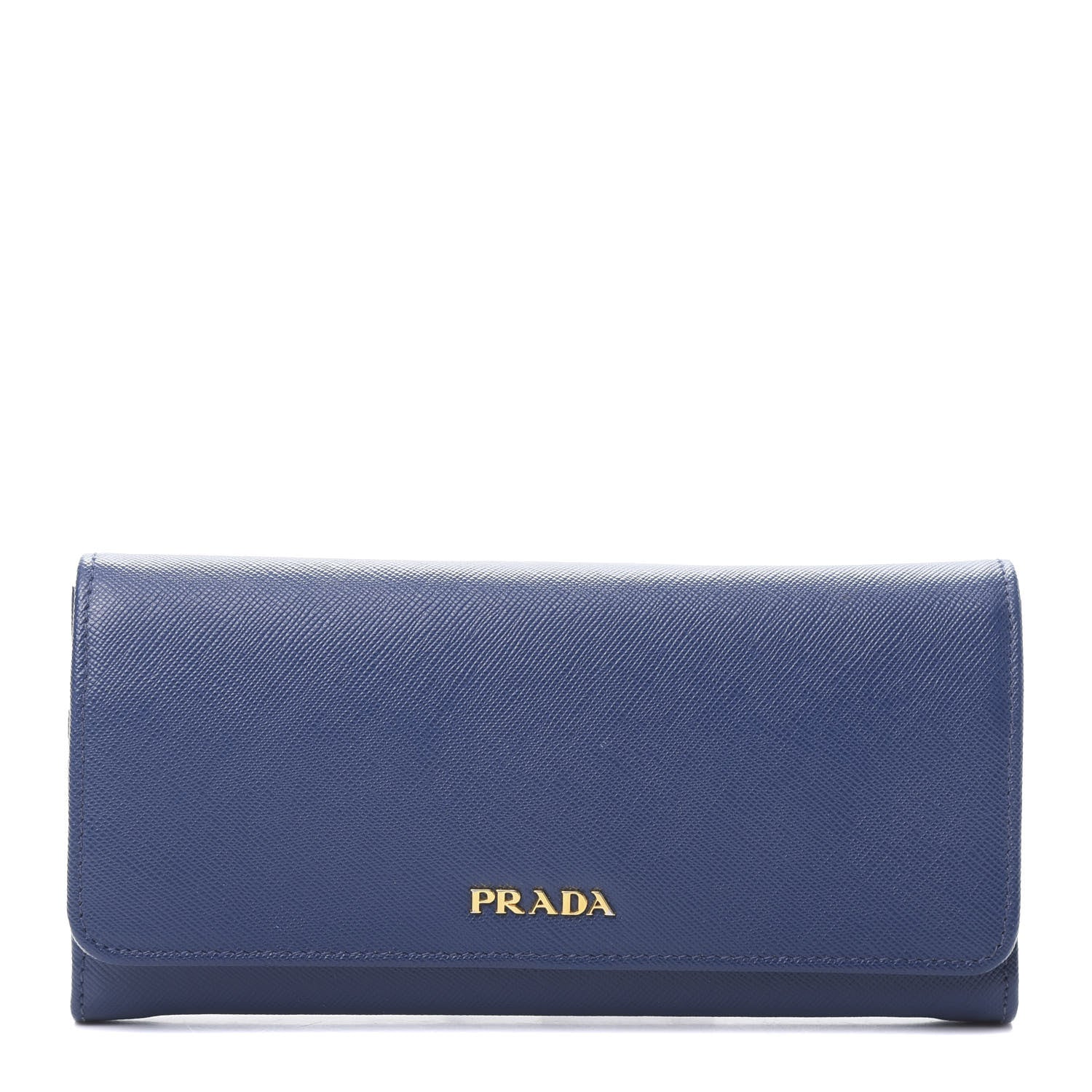 Prada Saffiano Metal Continental Flap Travel Wallet Bluette 1 of 9