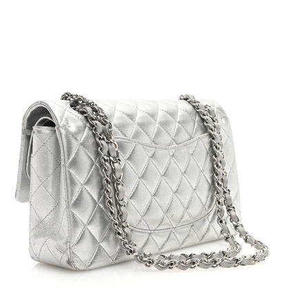 Chanel Metallic Lambskin Quilted Medium Double Flap Silver 3 of 11