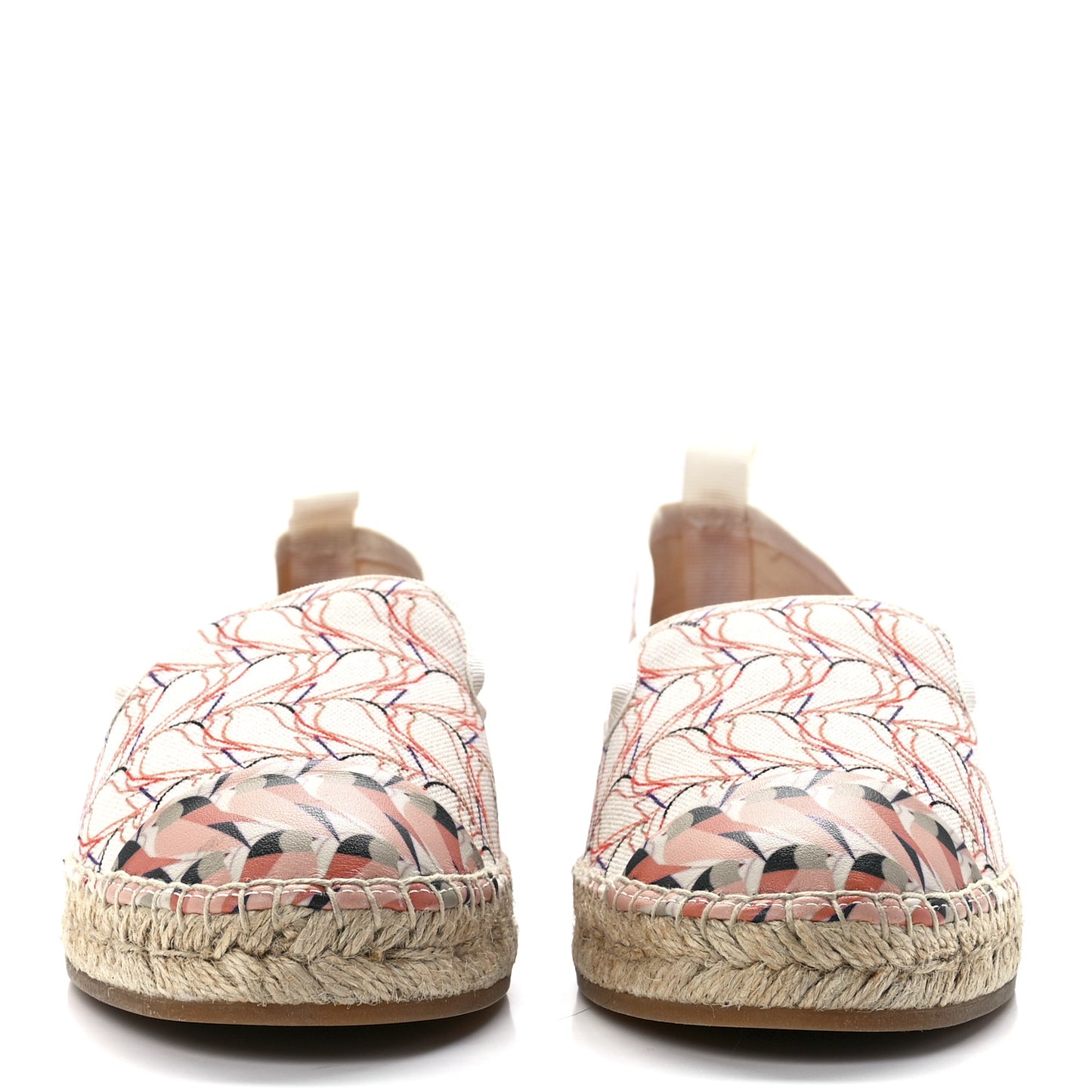 Canvas Bird Print Espadrilles 39.5 Crema Coral Dahlia