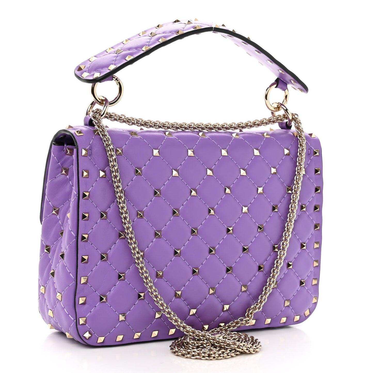 Nappa Medium Rockstud Spike Shoulder Bag Glicine