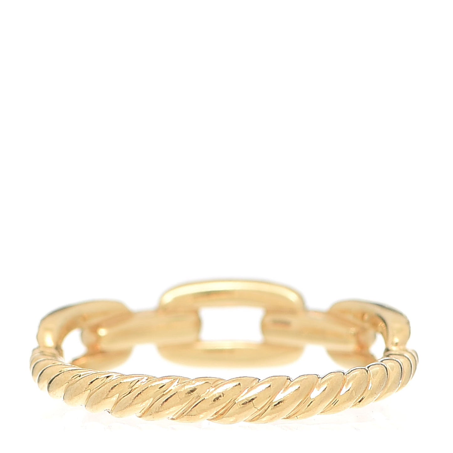 18K Yellow Gold Diamond 4.5mm Stax Single Row Chain Link Ring 51 5.75